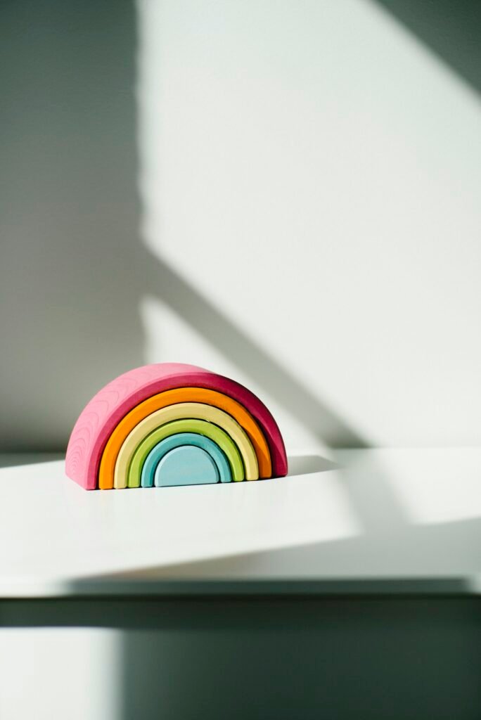 Wooden rainbow stacking toy